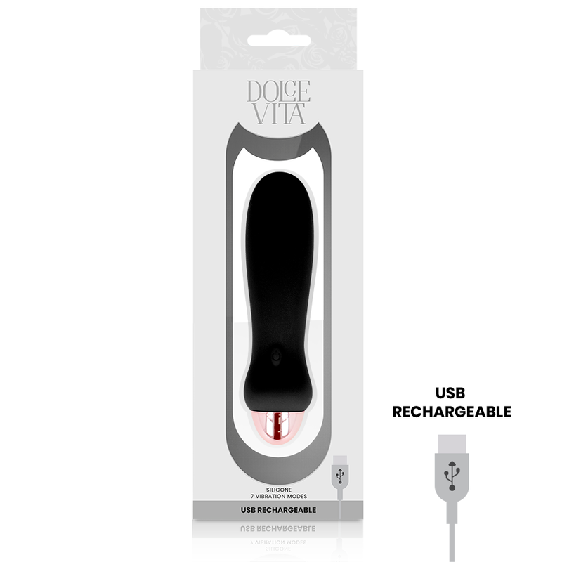 DOLCE VITA - Vibrador recargable Five negro 7 velocidades
