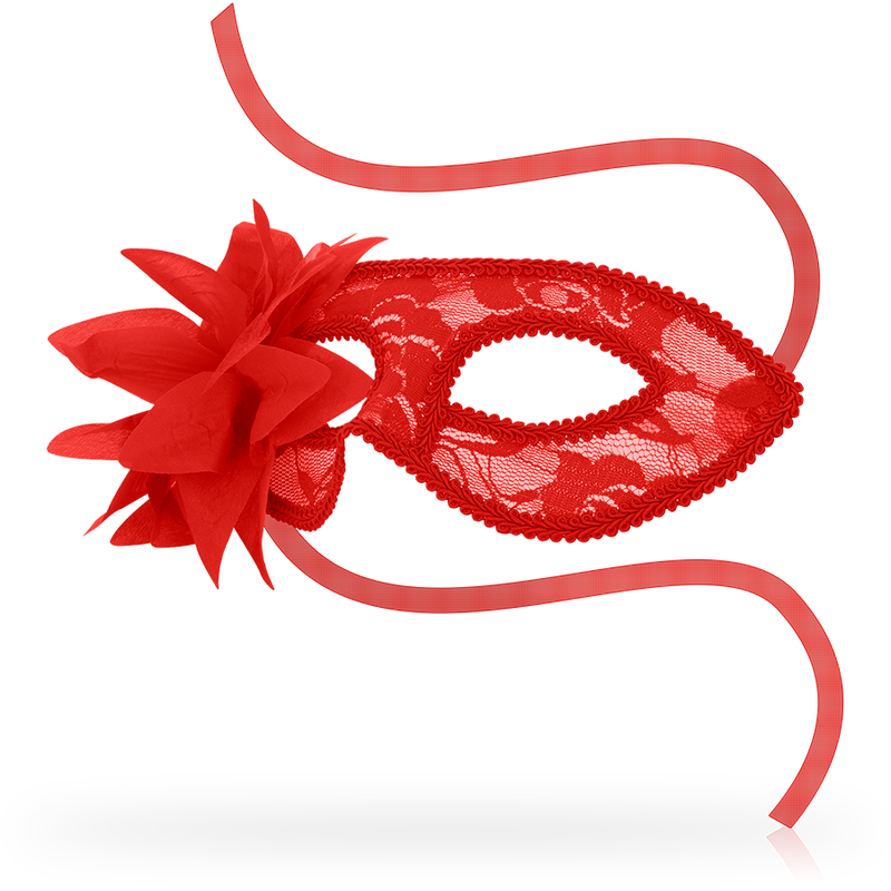 Ohmama — antifaz con encajes y flor rojo