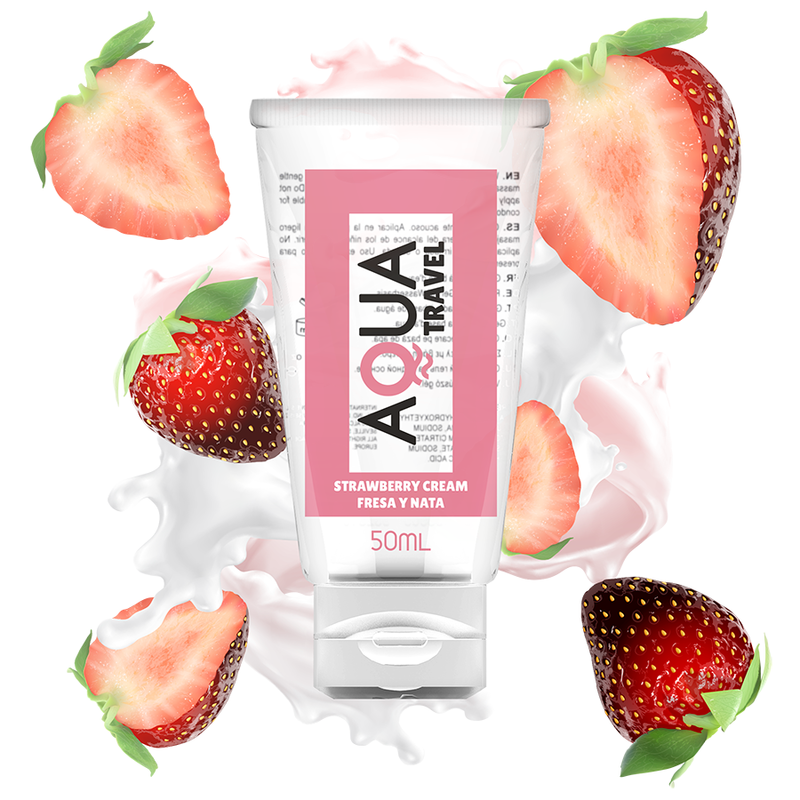 Aqua Travel — lubricante base agua sabor fresa y nata 50 ml
