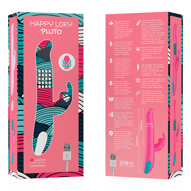 HAPPY LOKY - Pluto Rabbit Vibrator & Rotator + Mando Control Remoto Watchme