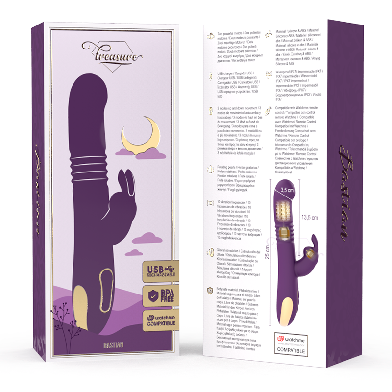 TREASURE - Bastian Rabbit Up & Down Rotador & Vibrador + Mando Control Remoto Watchme
