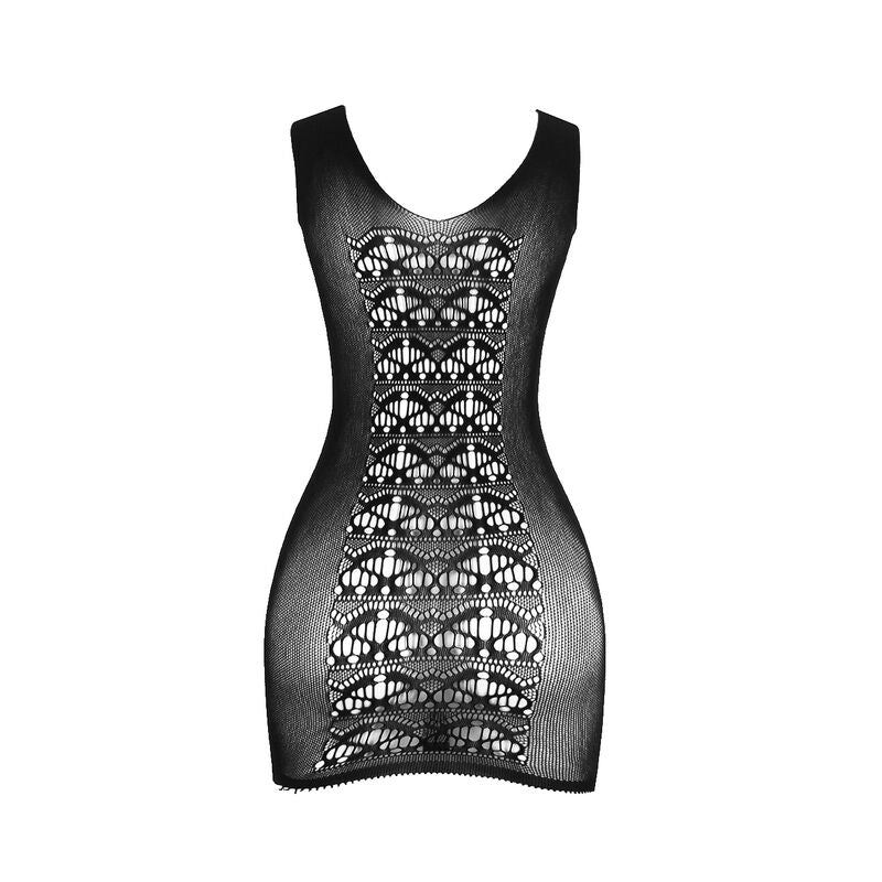 Subblime — Vestido corto de rejilla elástica negro talla única