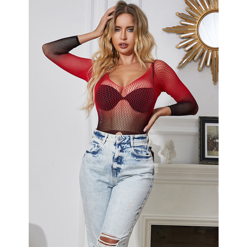 Subblime — Vestido de rejilla elástico degradado rojo y negro talla única