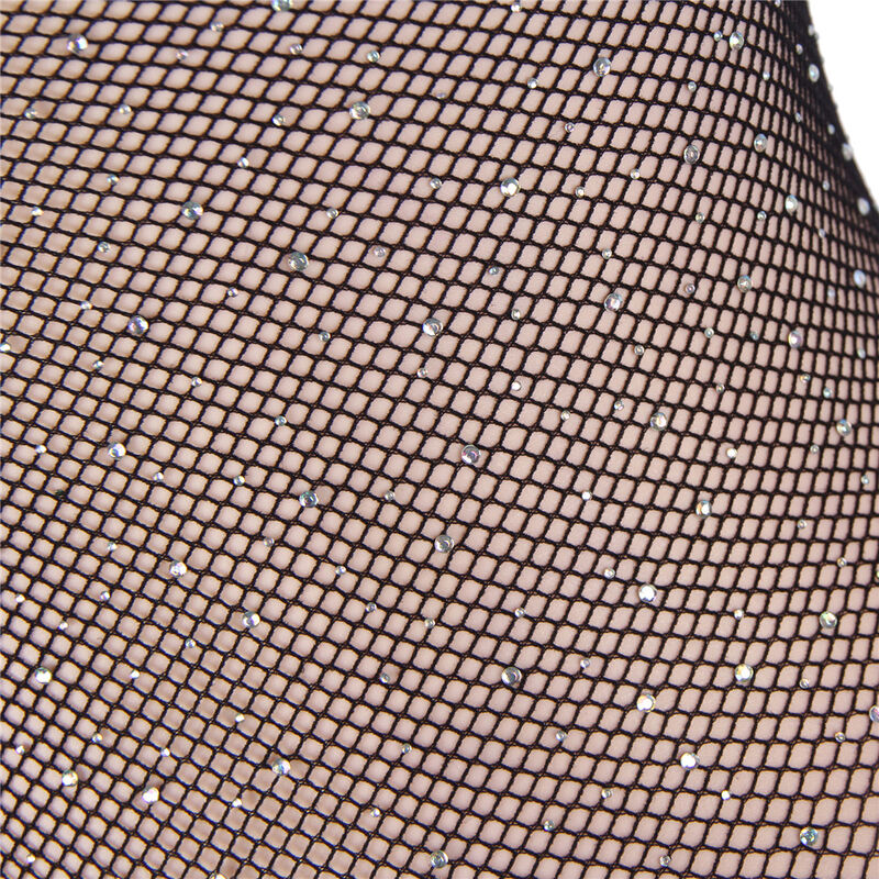 Subblime — body de rejilla brillante con hombros descubiertos manga larga negro talla única