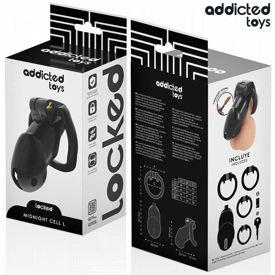 ADDICTED TOYS LOCKED — Mindnight Cell jaula de castidad talla L