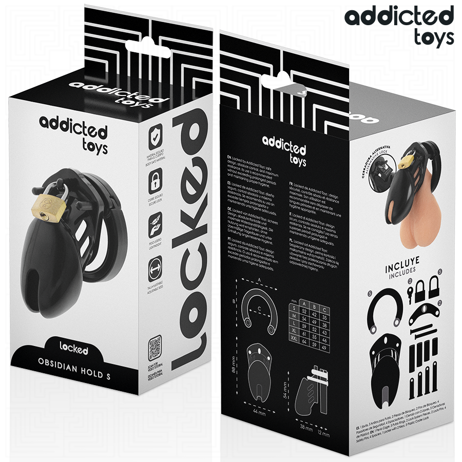 ADDICTED TOYS LOCKED — Obsidian Hold jaula de castidad talla S