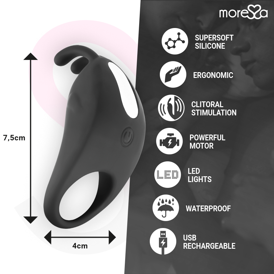 Moressa Brad — anillo vibrador recargable para parejas negro