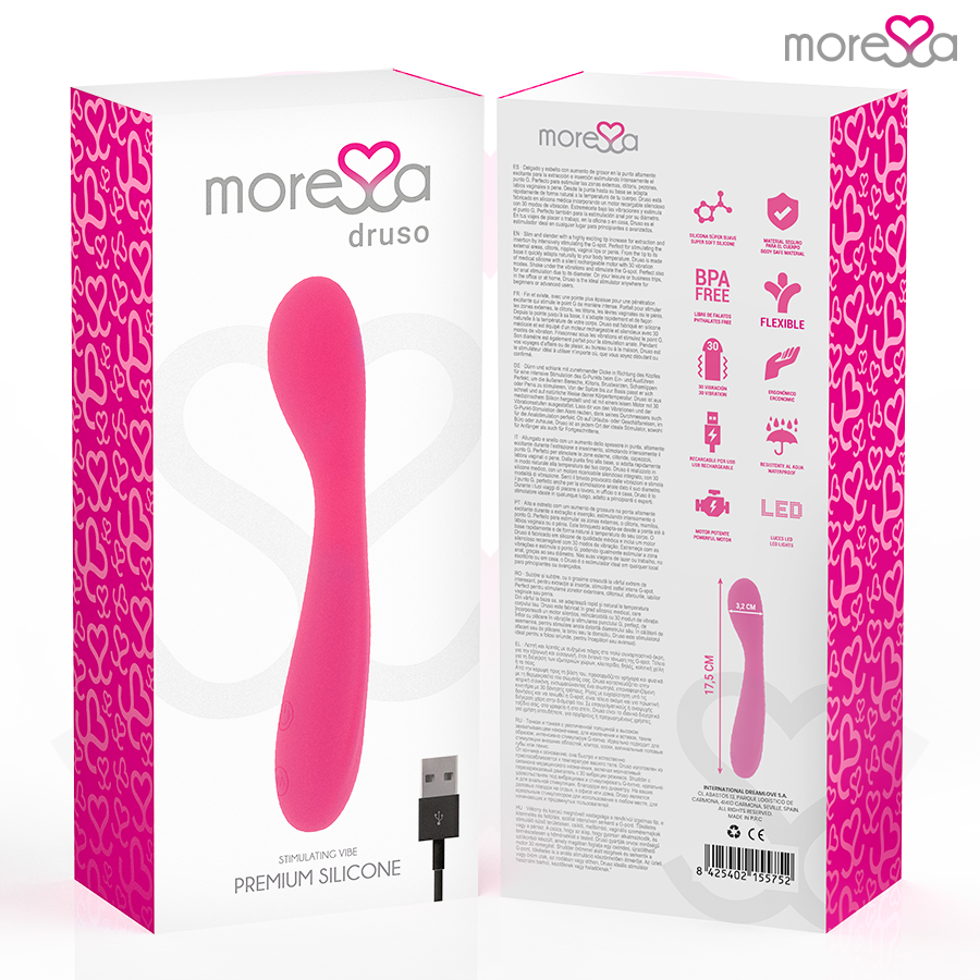 MORESSA - Druso masajeador duo punto G y suelo pélvico premium silicone recargable