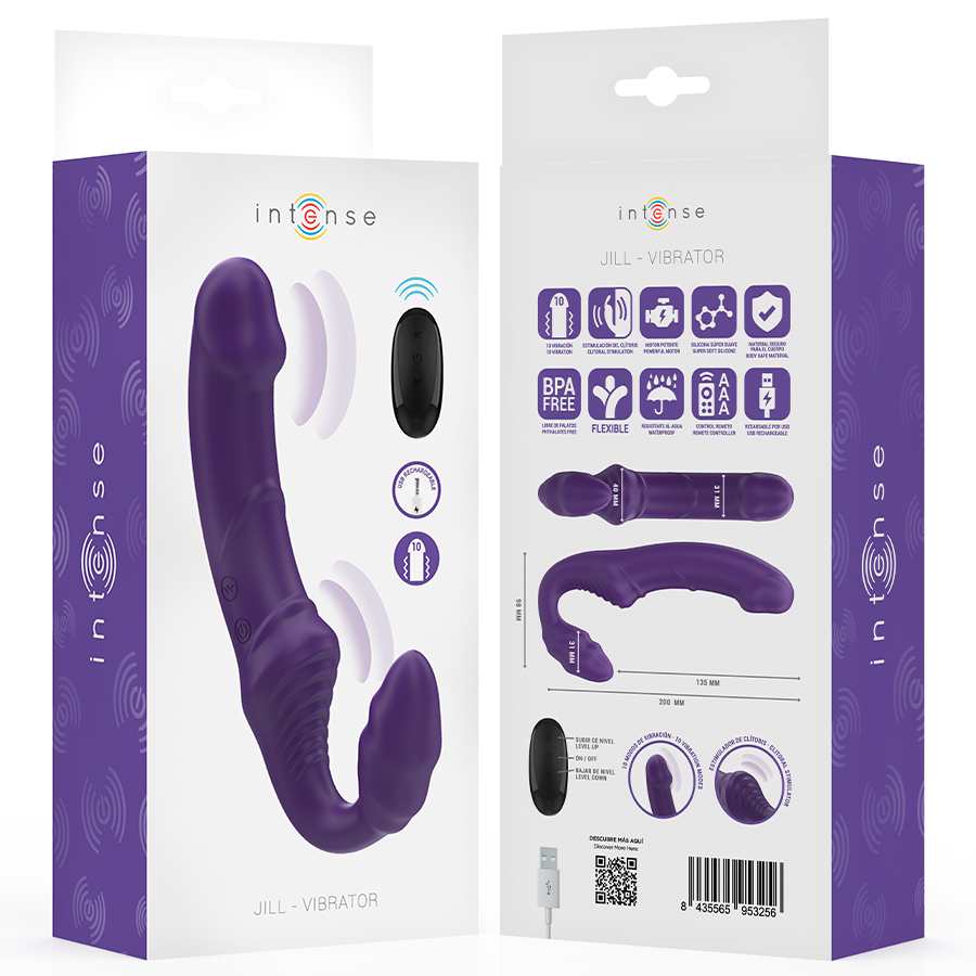 INTENSE - Jill vibrador doble 20 cm violeta con control remoto