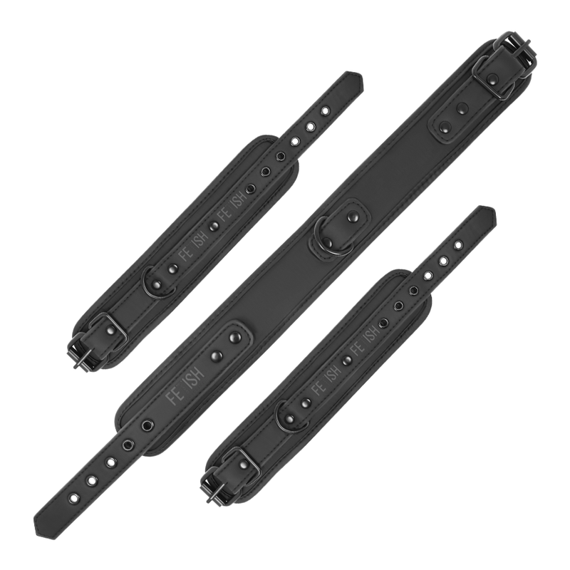 FETISH SUBMISSIVE — Collar y esposas cuero vegano con forro de neopreno