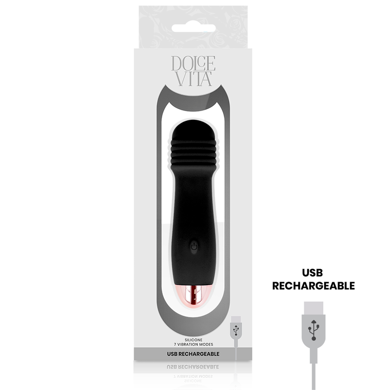DOLCE VITA - Vibrador recargable Three negro 7 velocidades