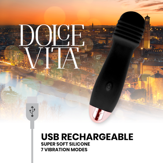 DOLCE VITA - Vibrador recargable Three negro 7 velocidades