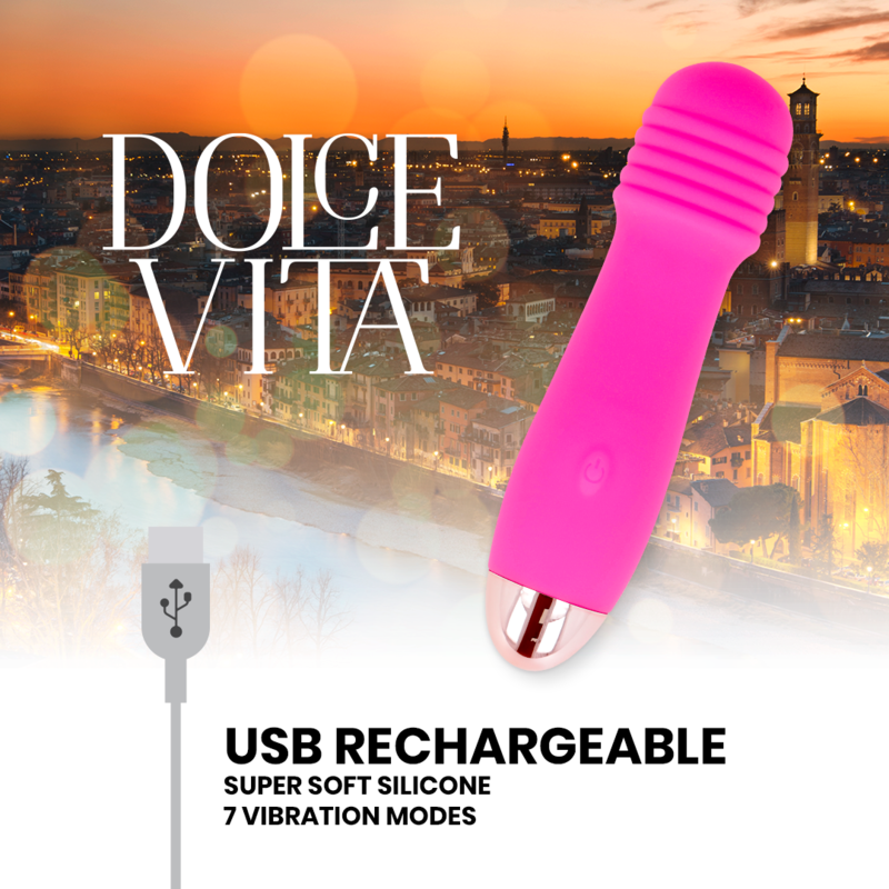 DOLCE VITA - Vibrador recargable Three rosa 7 velocidades