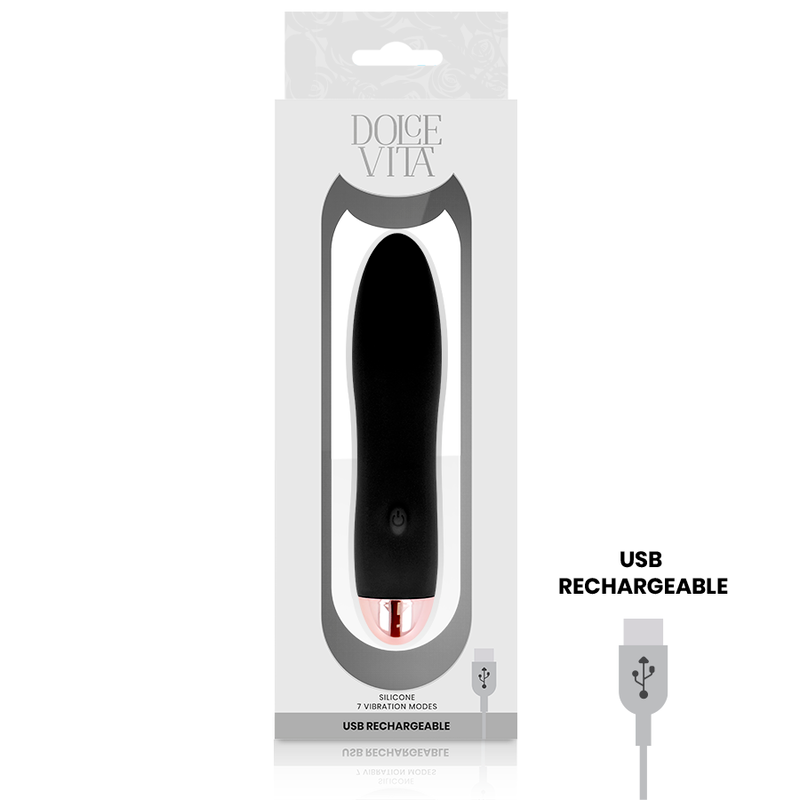 DOLCE VITA - Vibrador recargable Four negro 7 velocidades