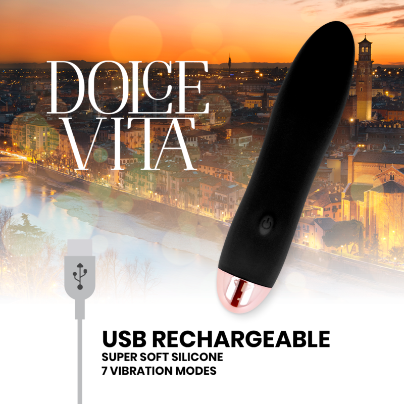 DOLCE VITA - Vibrador recargable Four negro 7 velocidades
