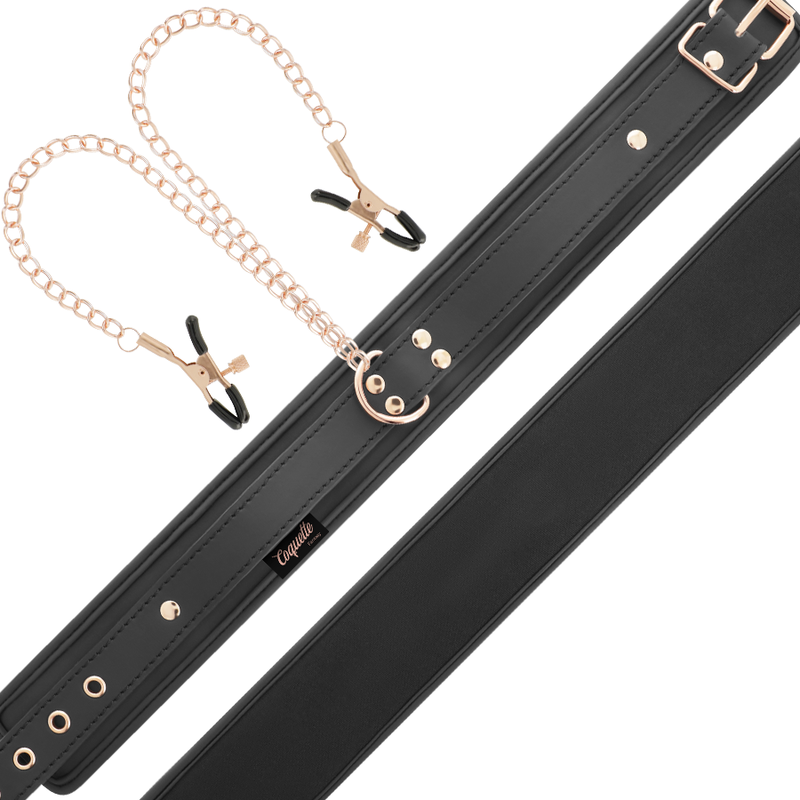 COQUETTE CHIC DESIRE — Fantasy collar con pinzas pezones con forro de neopreno