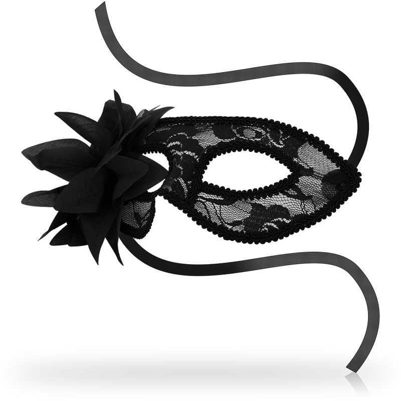 Ohmama — antifaz con encajes y flor negro