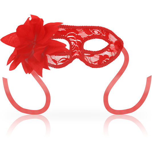 Ohmama — antifaz con encajes y flor rojo