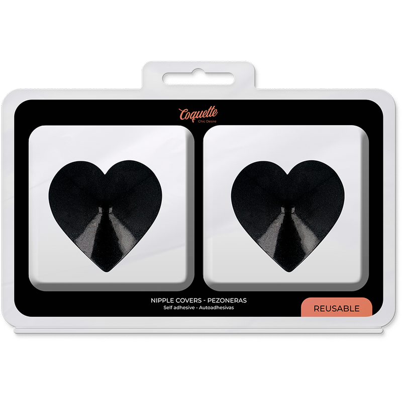 COQUETTE Chic Desire — cubrepezones metal corazones negro