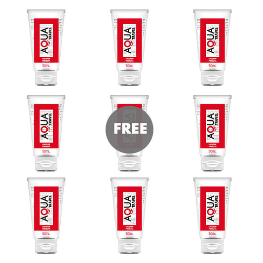 Aqua Travel — lubricante base agua sabor piruleta 50 ml (8 + 1 gratis)