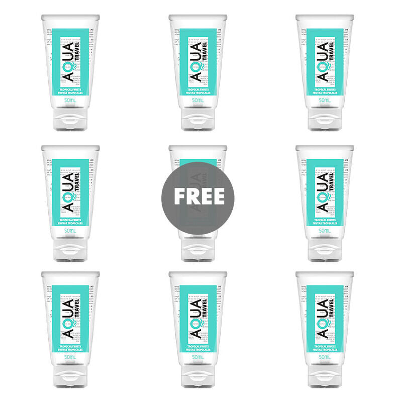 Aqua Travel — lubricante base agua sabor frutas tropicales 50 ml (8 + 1 gratis)