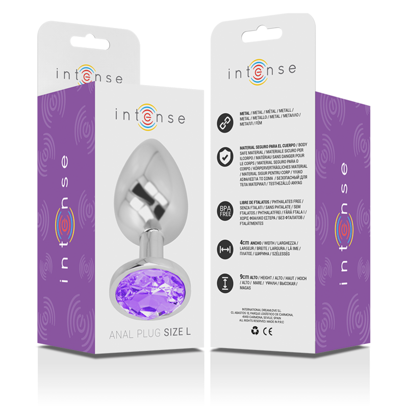 INTENSE - PLUG ANAL METAL ALUMINIO CON CRISTAL VIOLETA TALLA M