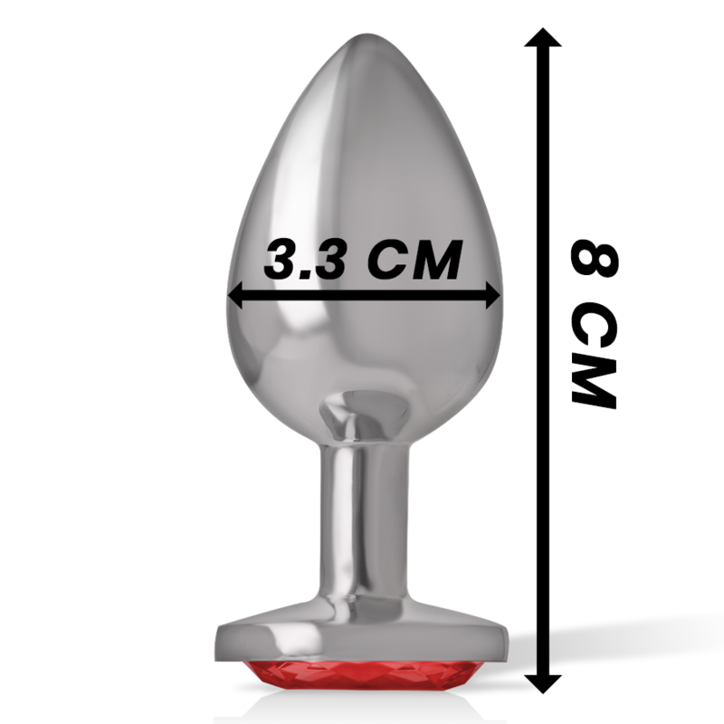 INTENSE - PLUG ANAL METAL ALUMINIO CON CRISTAL ROJO TALLA M
