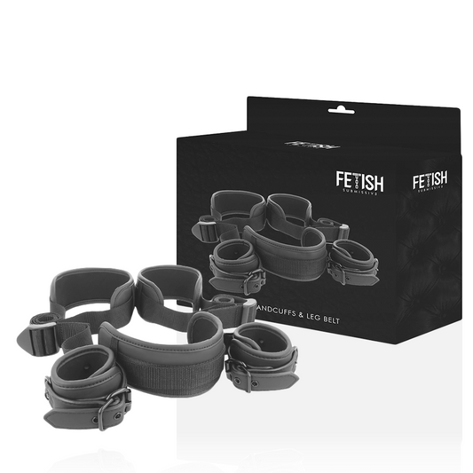 FETISH SUBMISSIVE - Posición piernas abiertas con esposas con forro de neopreno