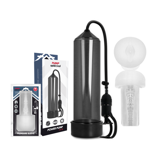 PUMP ADDICTED - Bomba erección rx5 black con estimulador masculino
