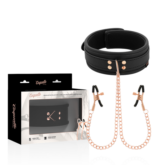 COQUETTE CHIC DESIRE — Fantasy collar con pinzas pezones con forro de neopreno