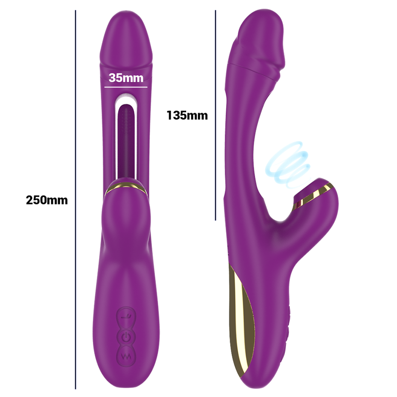 INTENSE - Ateneo vibrador multifunción recargable 7 vibraciones con lengua oscilante y succionador morado