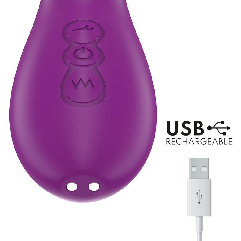 INTENSE - Ateneo vibrador multifunción recargable 7 vibraciones con lengua oscilante y succionador morado