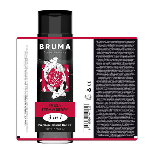 BRUMA - Aceite de masaje premium efecto calor sabor fresa 3 en 1 - 100 ml