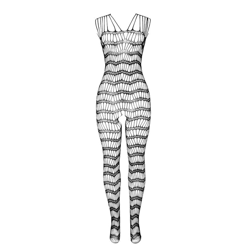 Subblime — Bodystocking crotchless de rejilla con tiras en hombros negro talla única