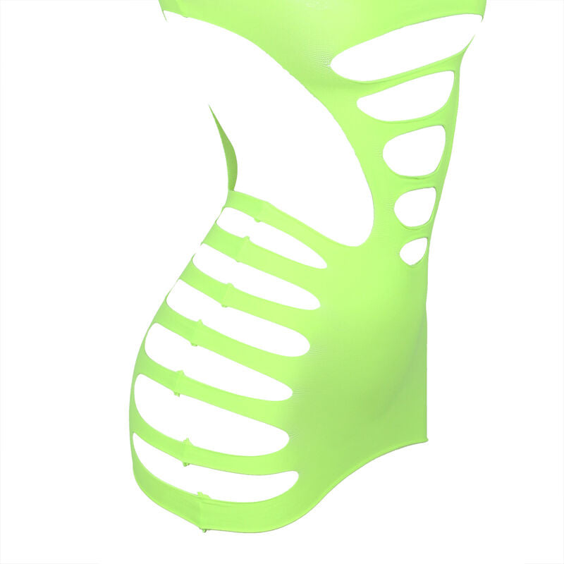 Subblime — Vestido de rejilla elástico manga larga verde talla única