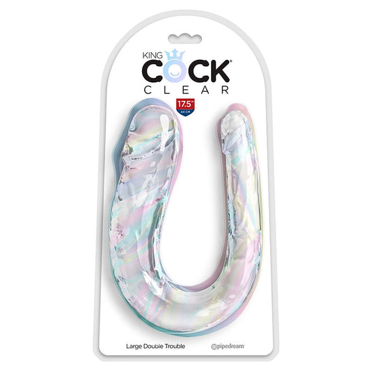 KING COCK - double trouble dildo doble 44 cm transparente