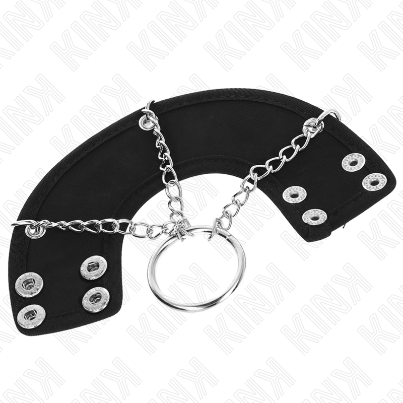 KINK — Anillo masculino con cadena metálica y cinturón de polipiel