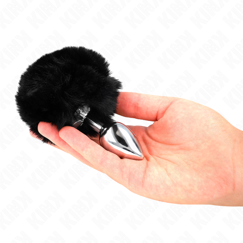 KINK - PLUG 7 x 3 CM DE ACERO INOXIDABLE CON COLA NEGRO