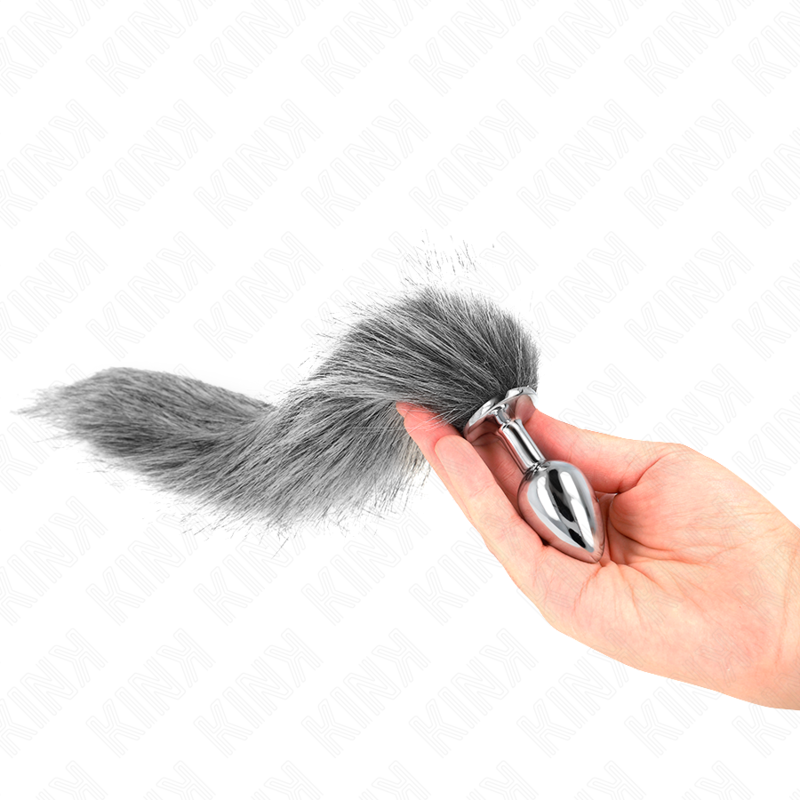 KINK - PLUG ANAL TALLA S 7 X 3 CM CON COLA PLATEADO