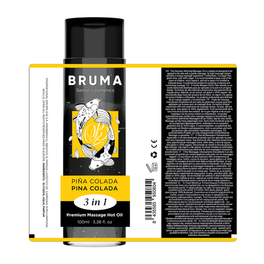 BRUMA - Aceite de masaje premium efecto calor sabor Piña Colada 3 en 1 - 100 ml