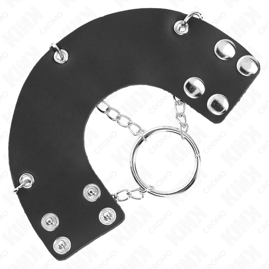 KINK — Anillo masculino con cadena metálica y cinturón de cuero