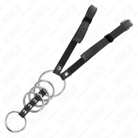 KINK — Set de 5 anillos masculino de metal con cinturón de polipiel