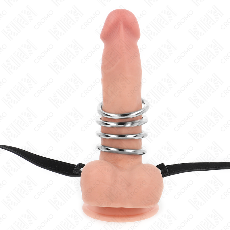KINK — Set de 5 anillos masculino de metal con cinturón de polipiel