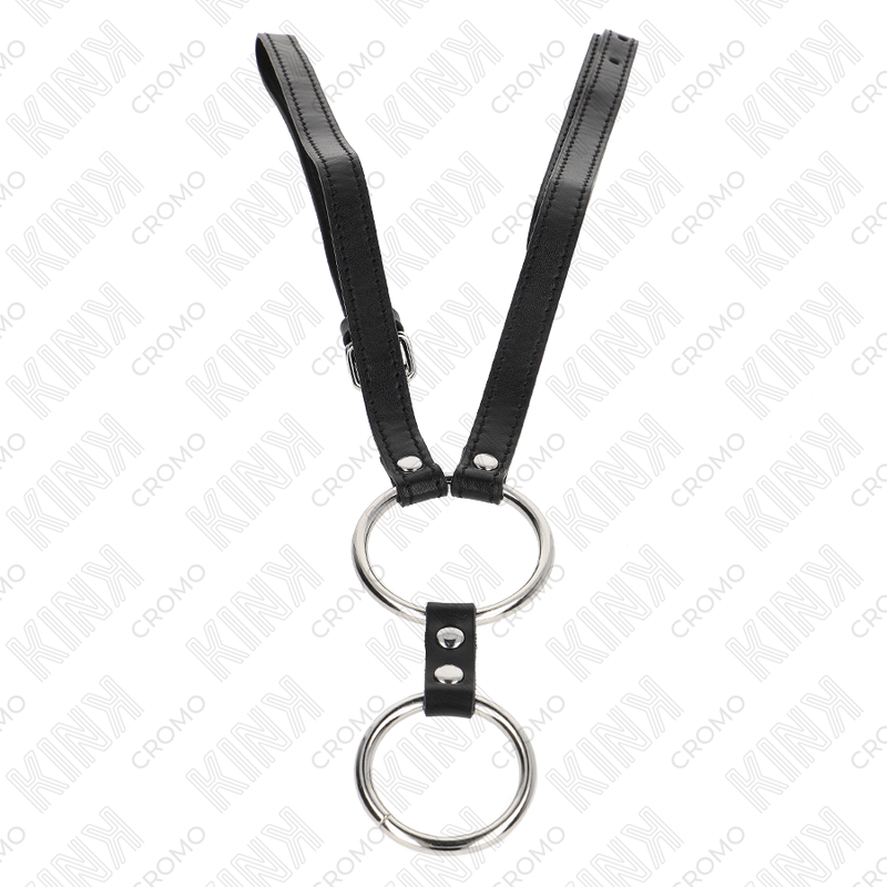 KINK — Anillo masculino doble de metal con cinturón de polipiel