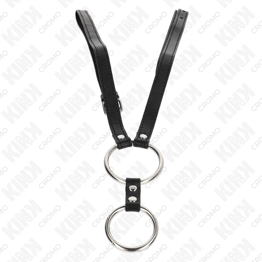 KINK — Anillo masculino doble de metal con cinturón de polipiel