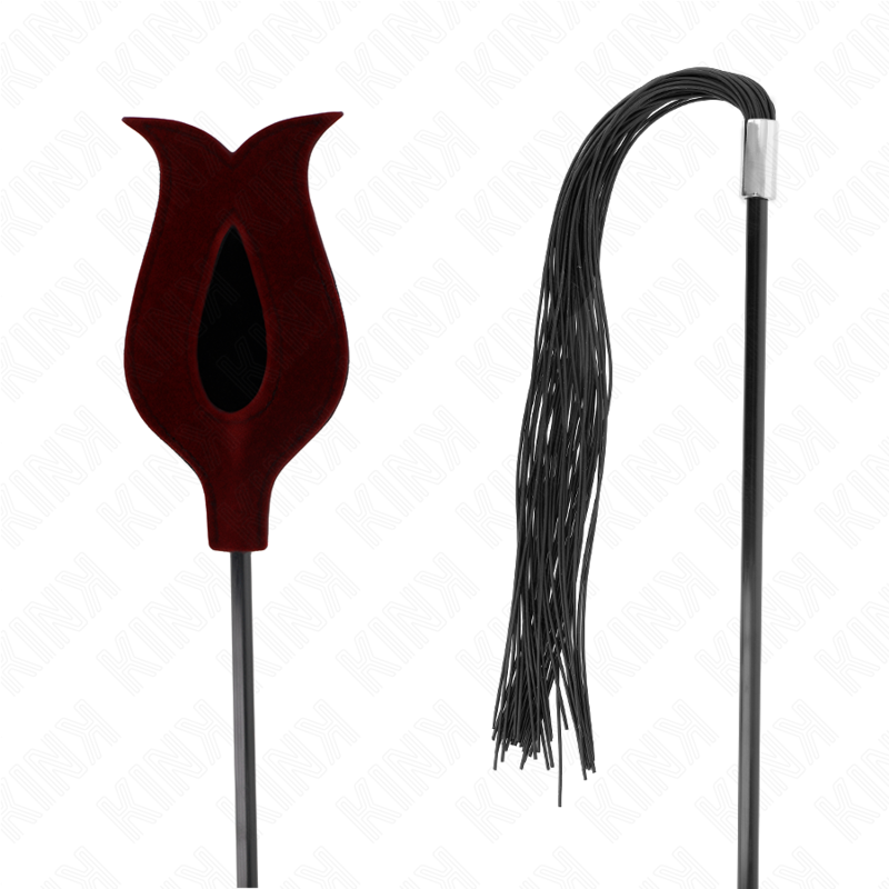 KINK — Látigo de borla de silicona con forma de rosa 45 cm