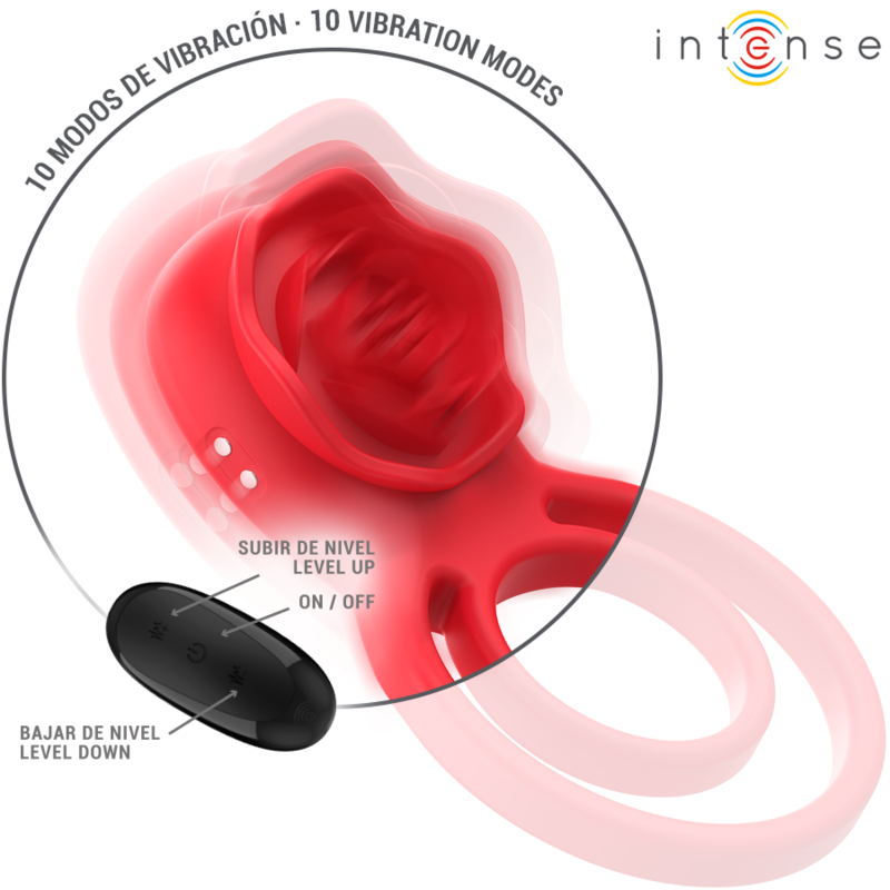 INTENSE - Gail rosa estimuladora 10 vibraciones rojo con control remoto