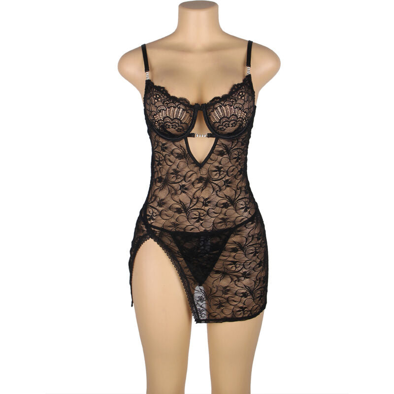 Subblime — babydoll de encaje con tirantes ajustables negro L/XL