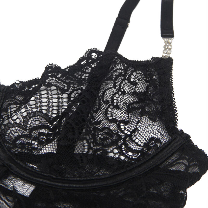 Subblime — babydoll de encaje con tirantes ajustables negro L/XL