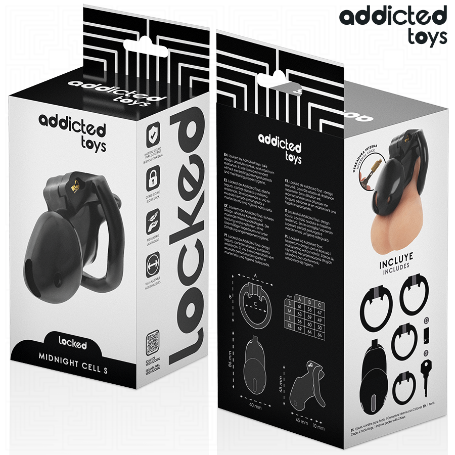 ADDICTED TOYS LOCKED — Mindnight Cell jaula de castidad talla S